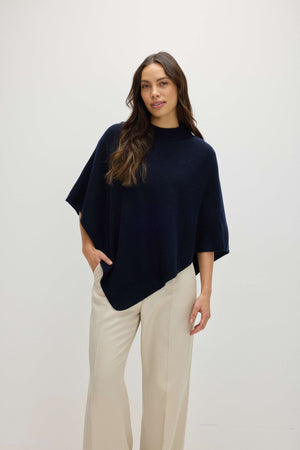 Triangle Poncho - Navy