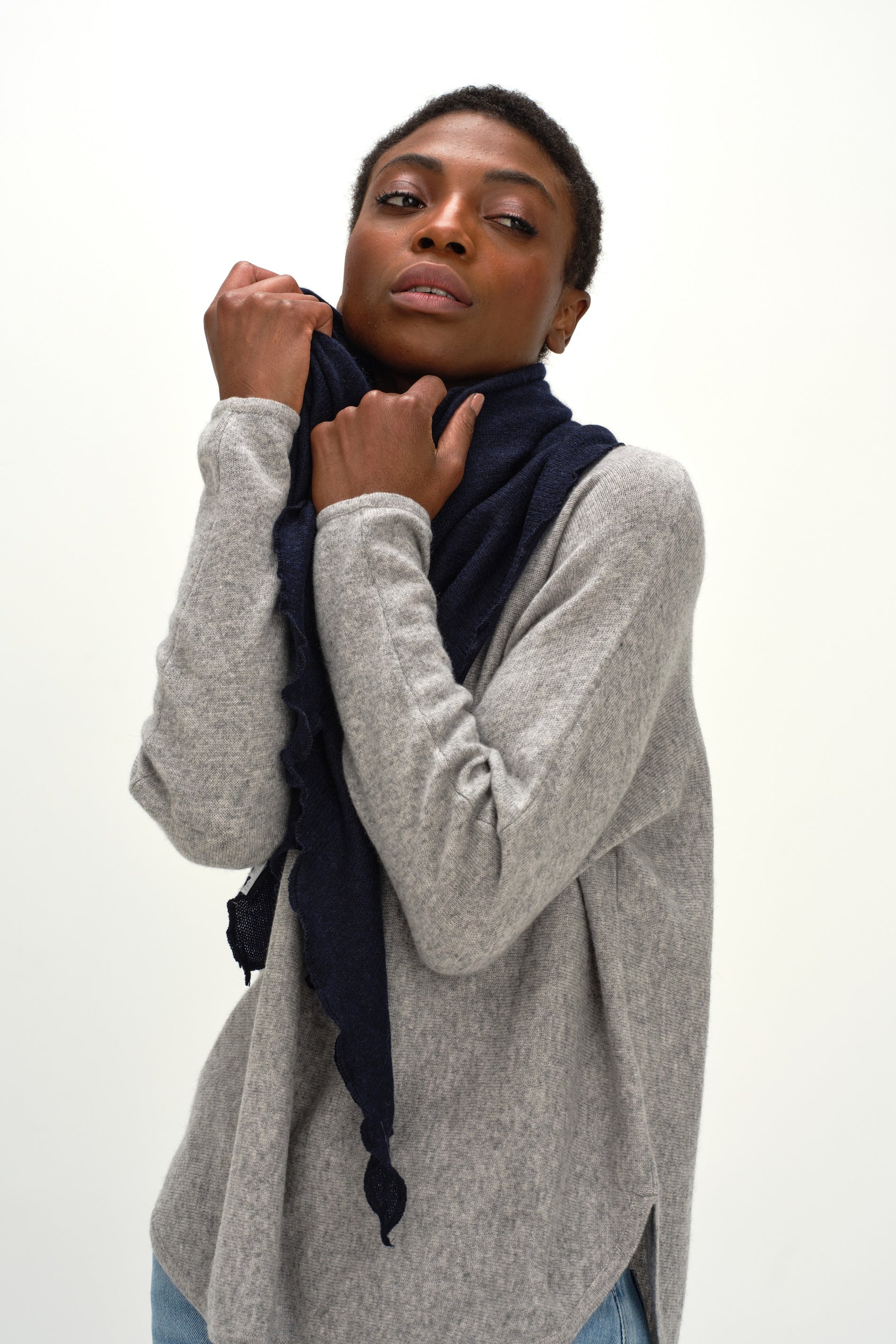 Davida Triangle Scarf Scarf Navy