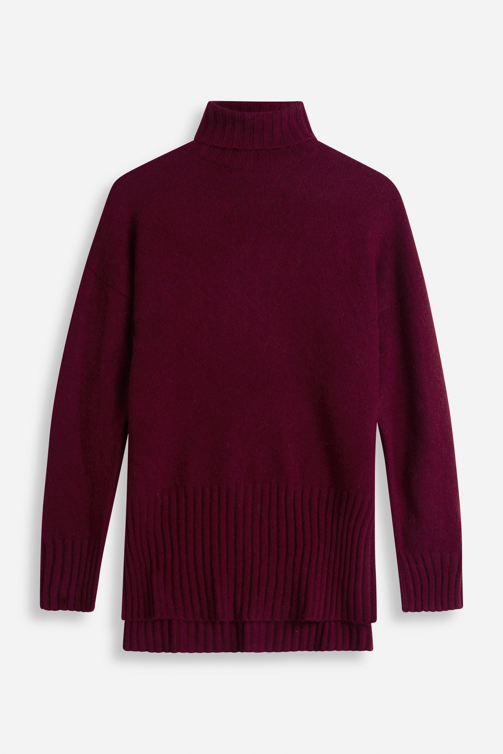 Davida Turtleneck Oversized Slits Sweaters Mulberry Red