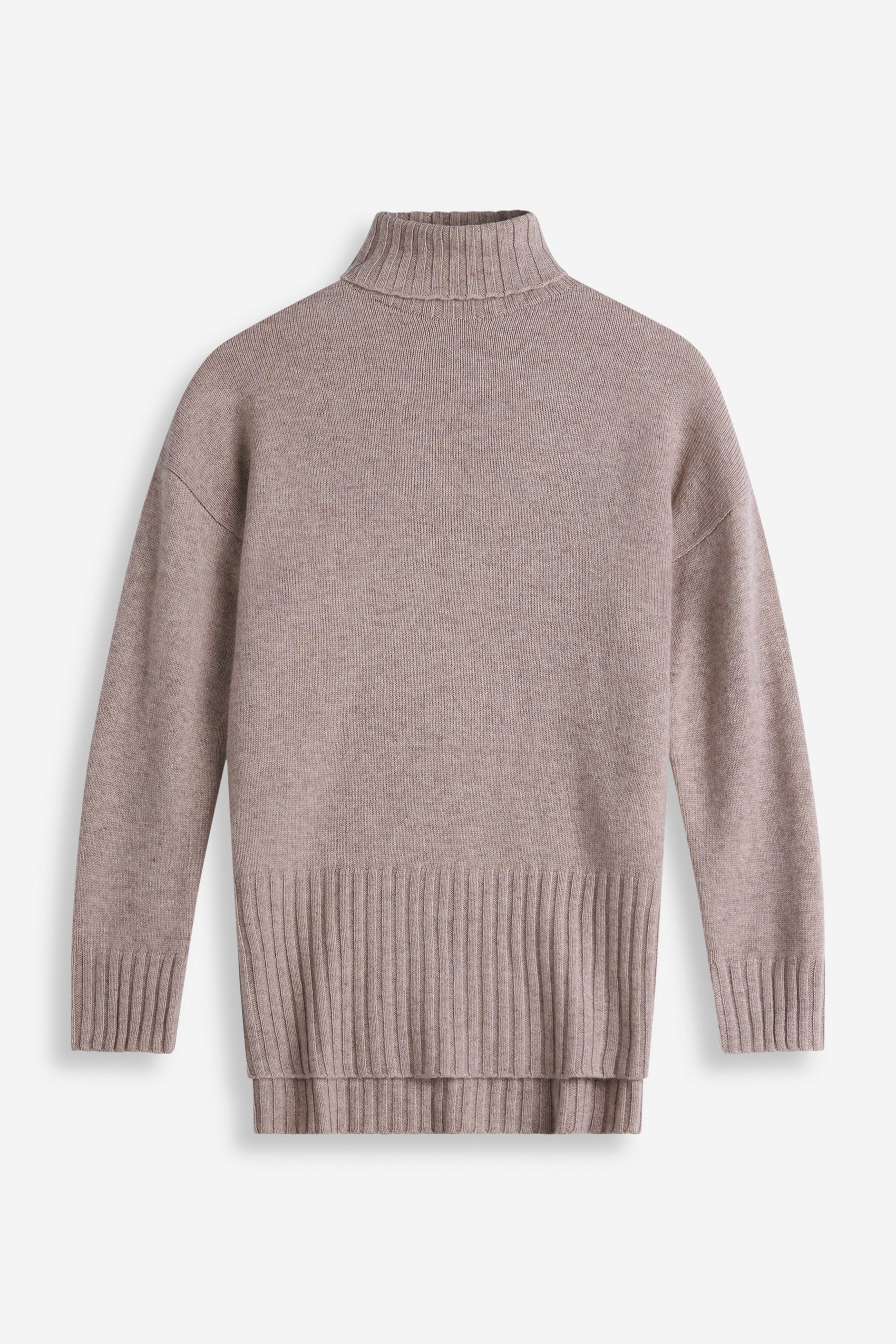 Davida Turtleneck Oversized Slits Sweaters Sand
