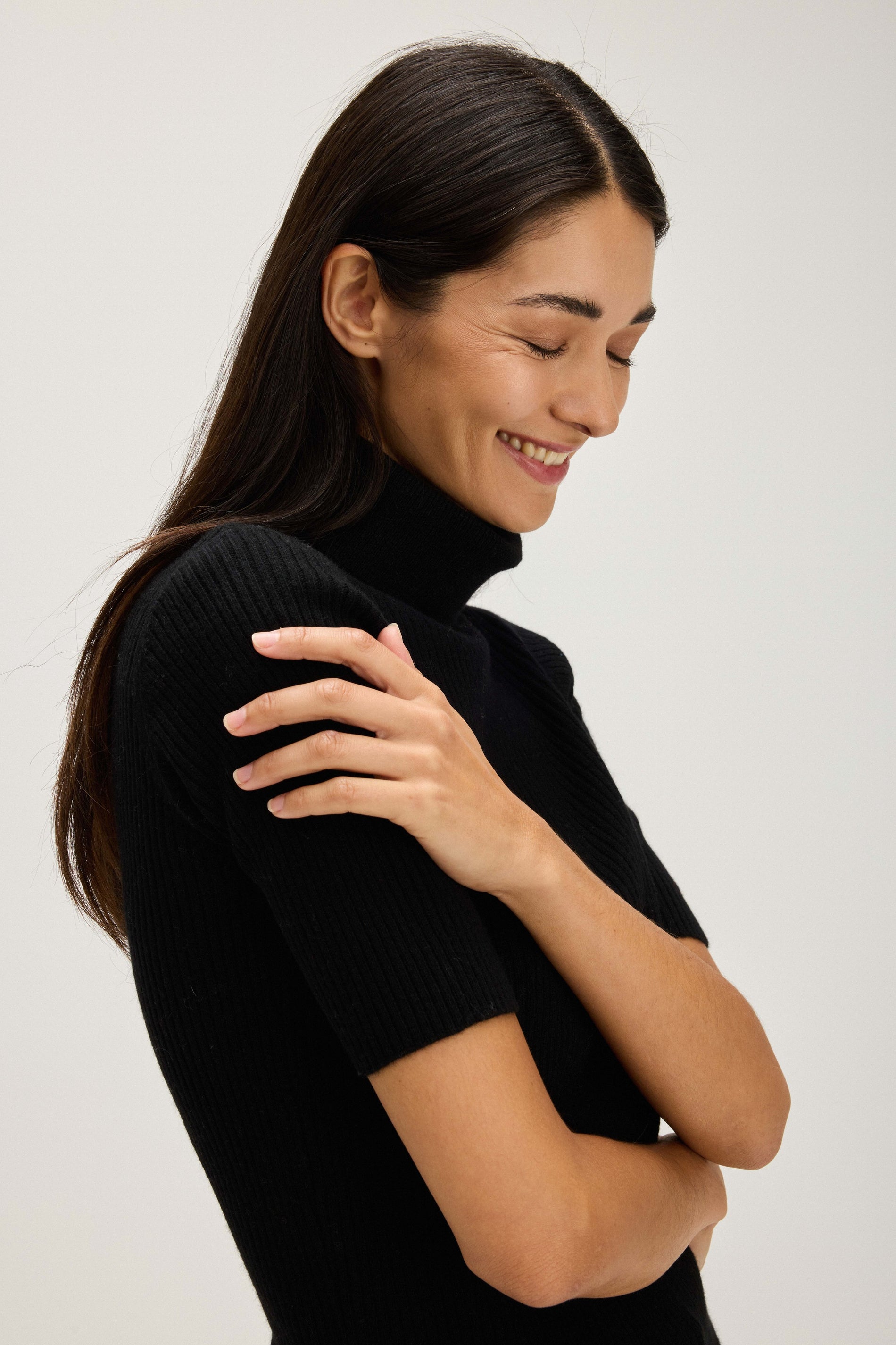 Davida Turtleneck Rib T-shirt Sweaters Black