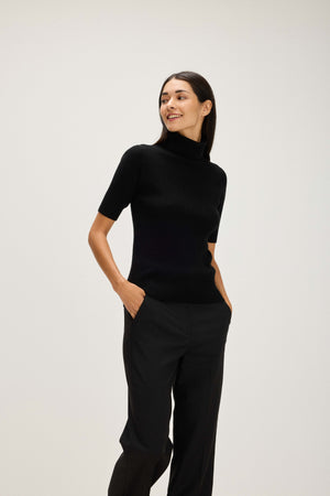 Turtleneck Rib T-shirt - Black
