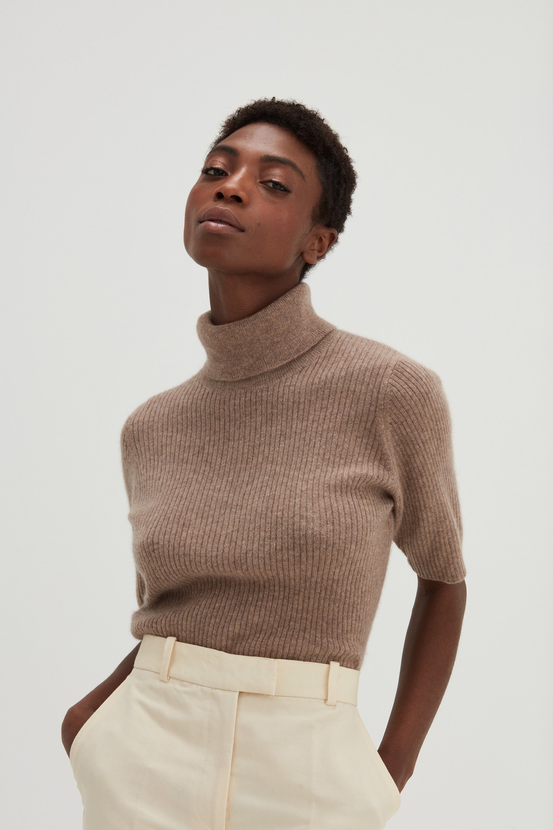 Davida Turtleneck Rib T-shirt Sweaters Mink