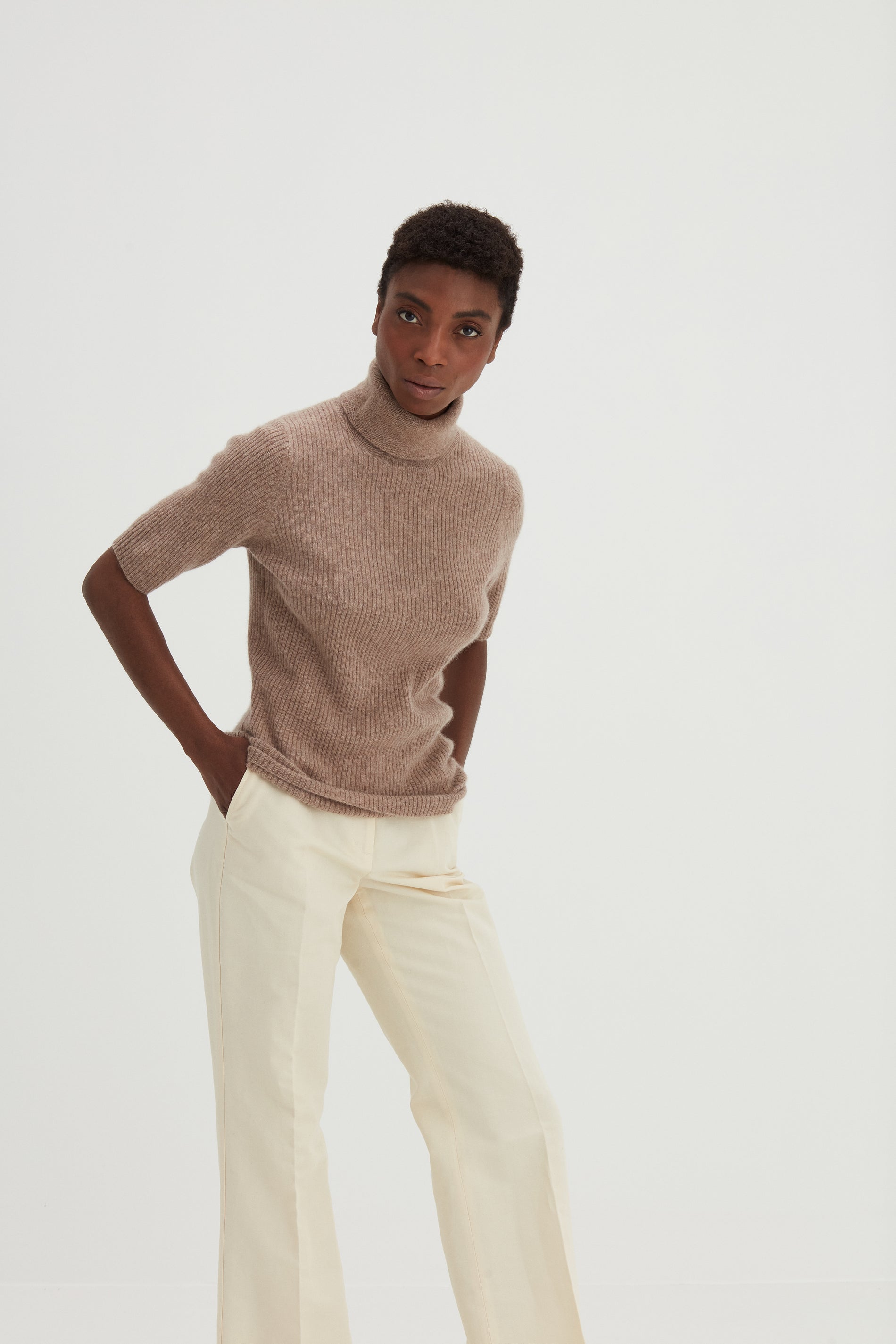 Davida Turtleneck Rib T-shirt Sweaters Mink