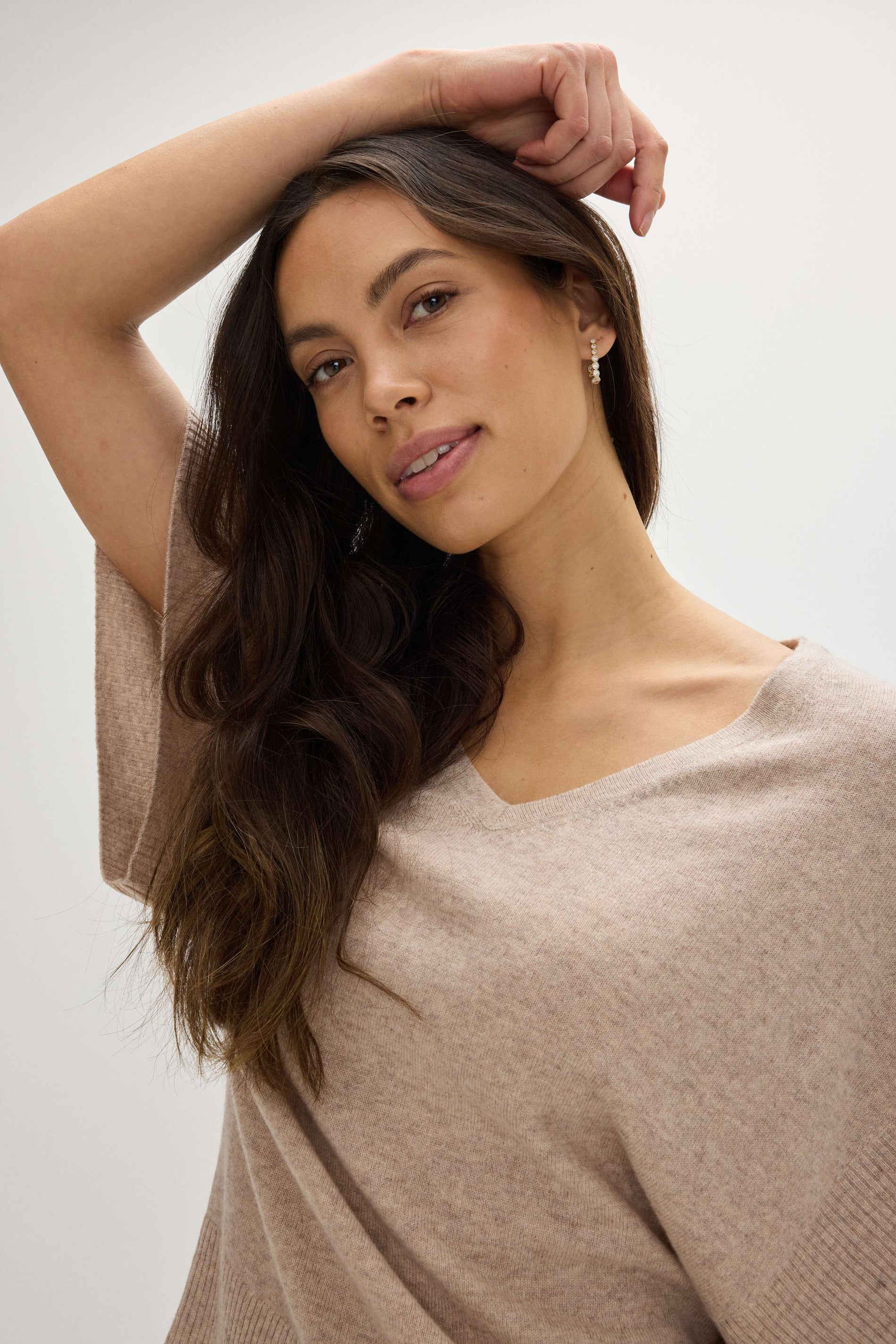 Davida V-Neck Oversized Short Sleeve Sweater Sweaters Sand