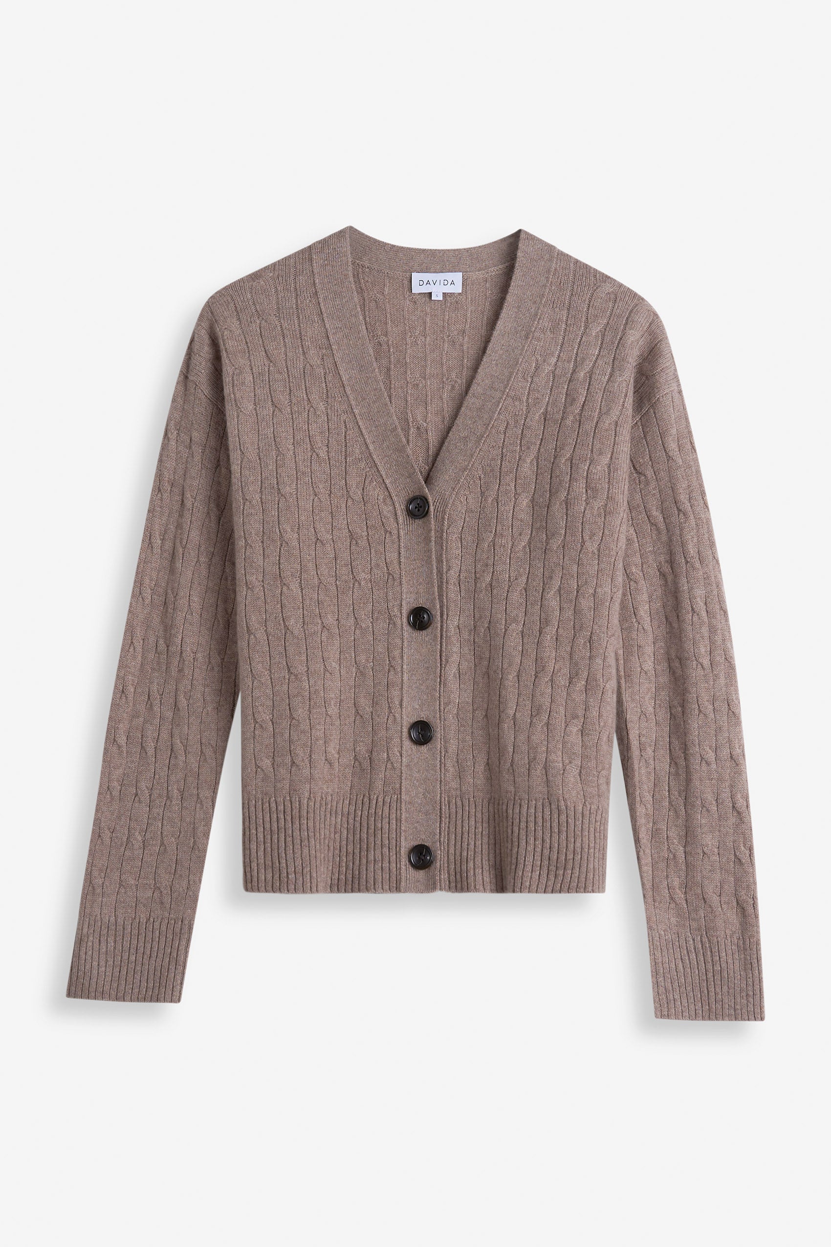Davida V-Neck Wide Cable Cardigan Cardigans Mink