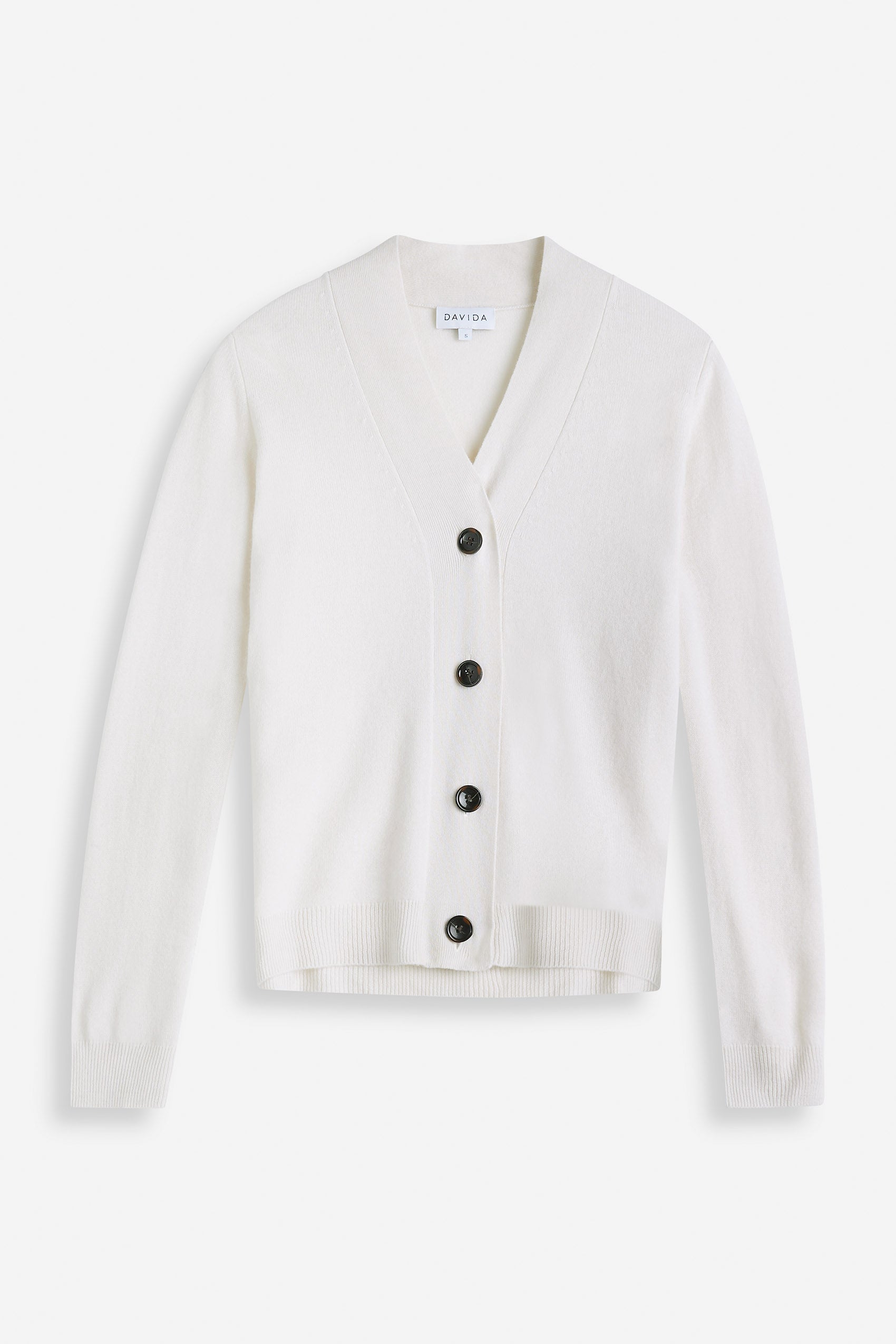 Davida V-neck Buttons Cardigan Cardigans White
