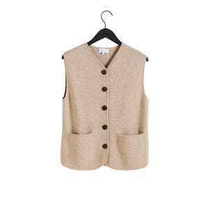 V-neck Cardigan Vest - Sand
