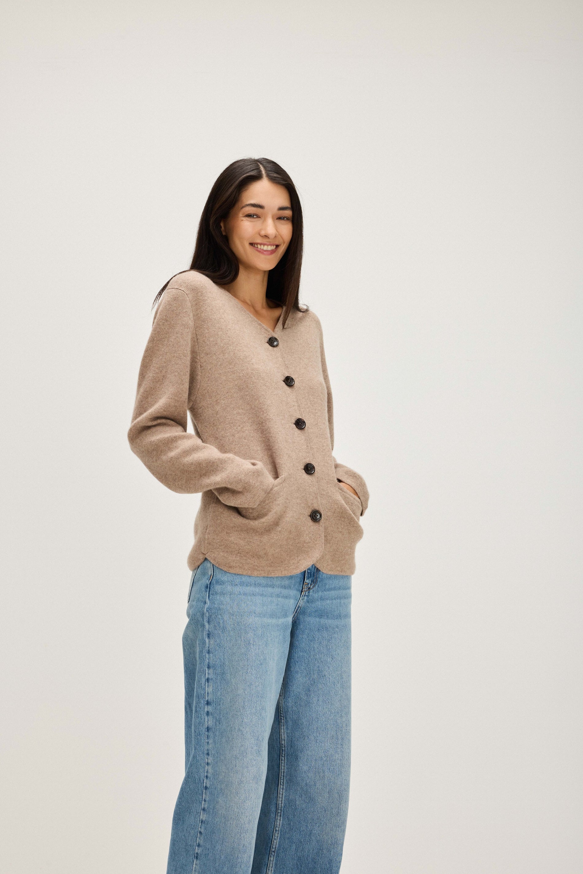 Davida V-neck Jacket Sweaters Mink