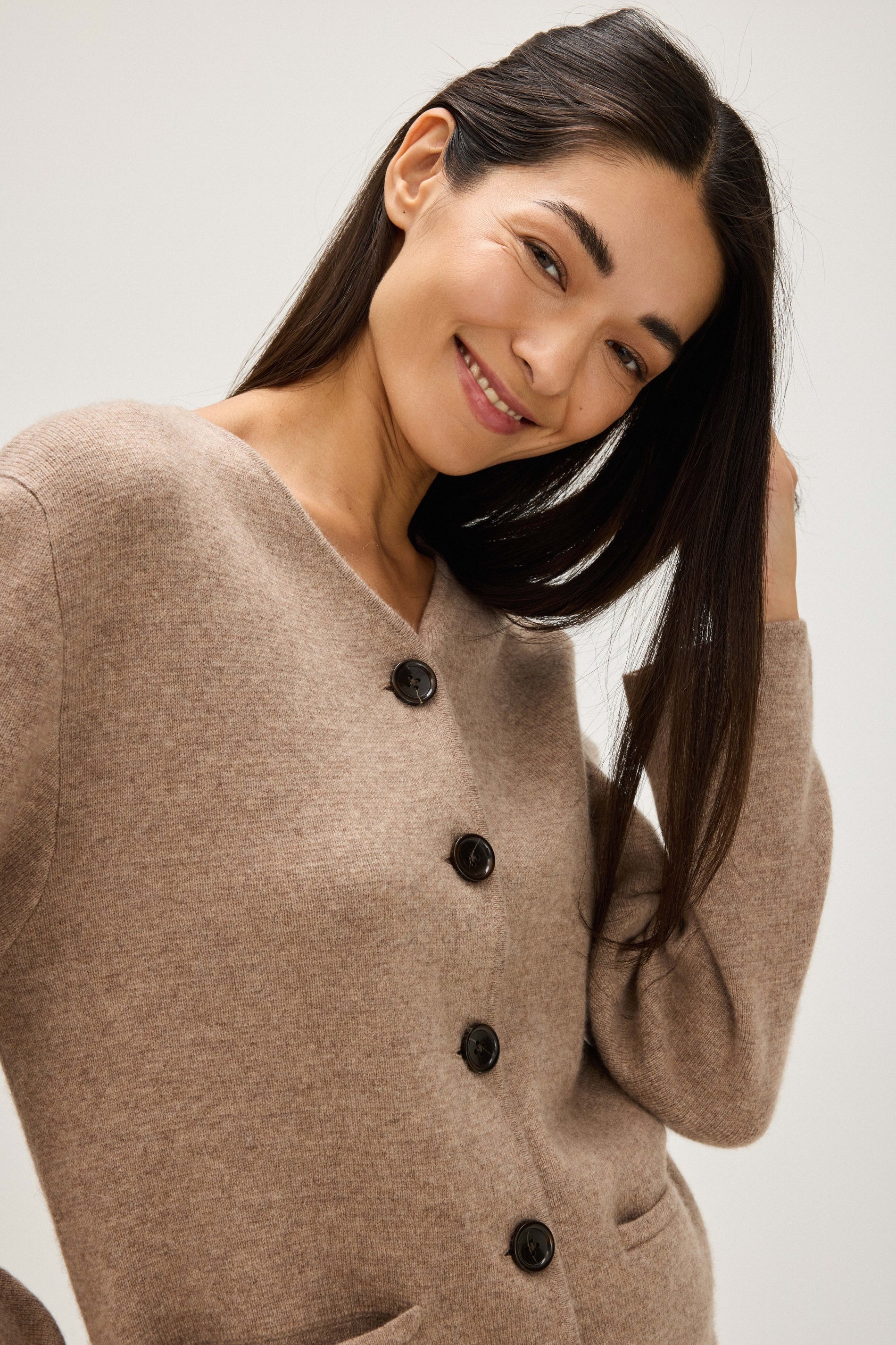 Davida V-neck Jacket Sweaters Mink