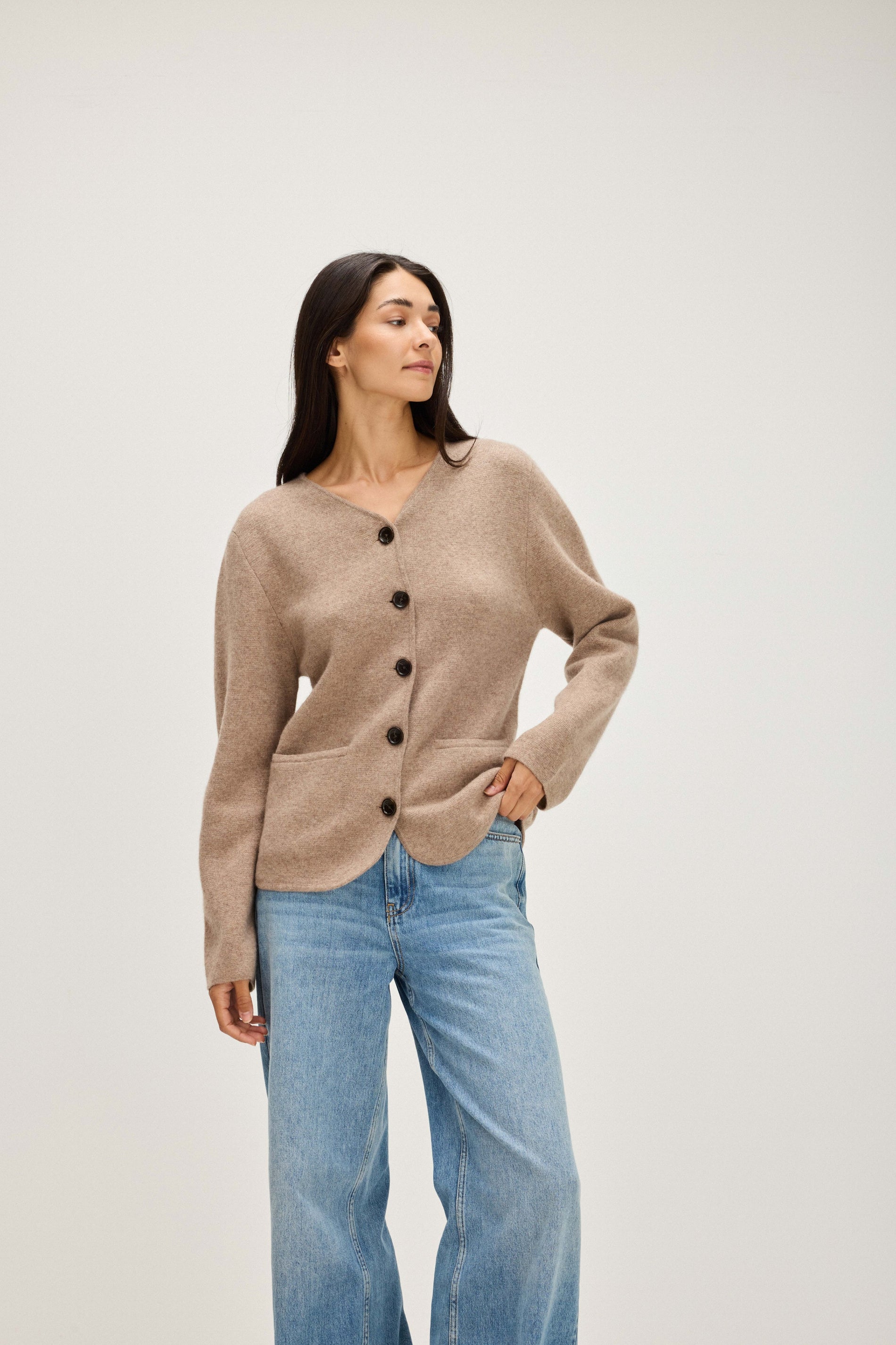 Davida V-neck Jacket Sweaters Mink