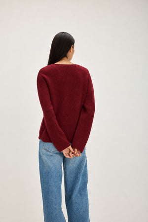 V-neck Jacket - Mulberry Red