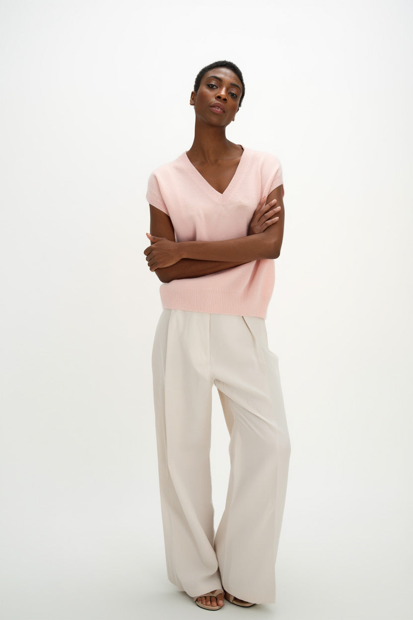 Davida V-neck Oversized Vest Sweaters Pink