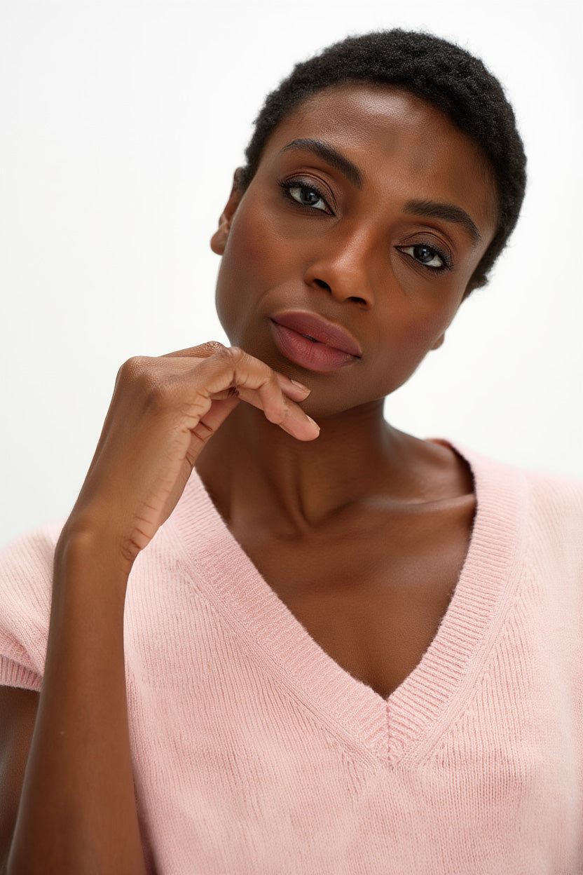 Davida V-neck Oversized Vest Sweaters Pink