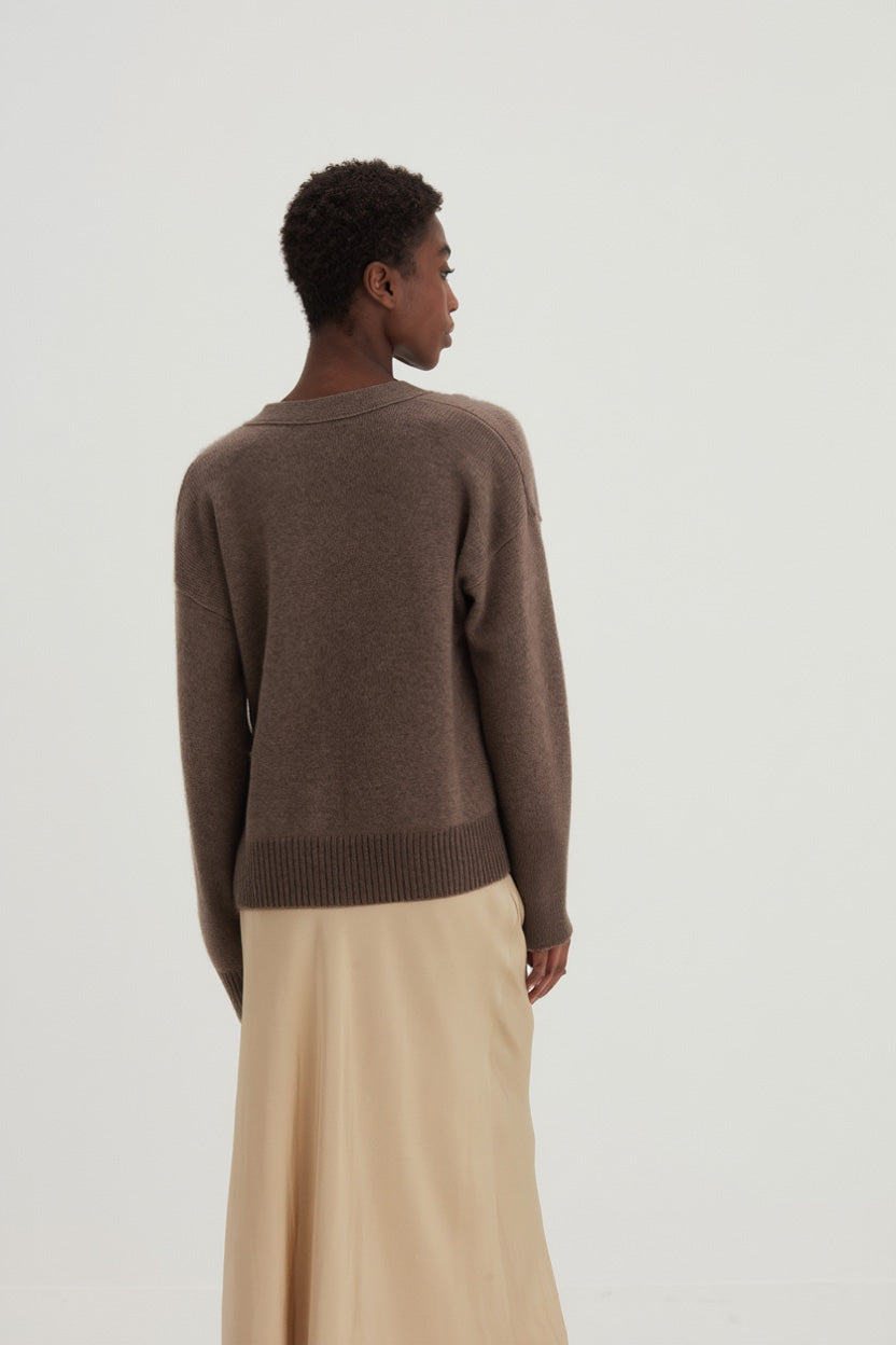 Davida V-neck Wide Cardigan Cardigans Cacao