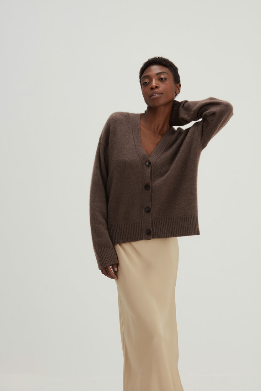 Davida V-neck Wide Cardigan Cardigans Cacao