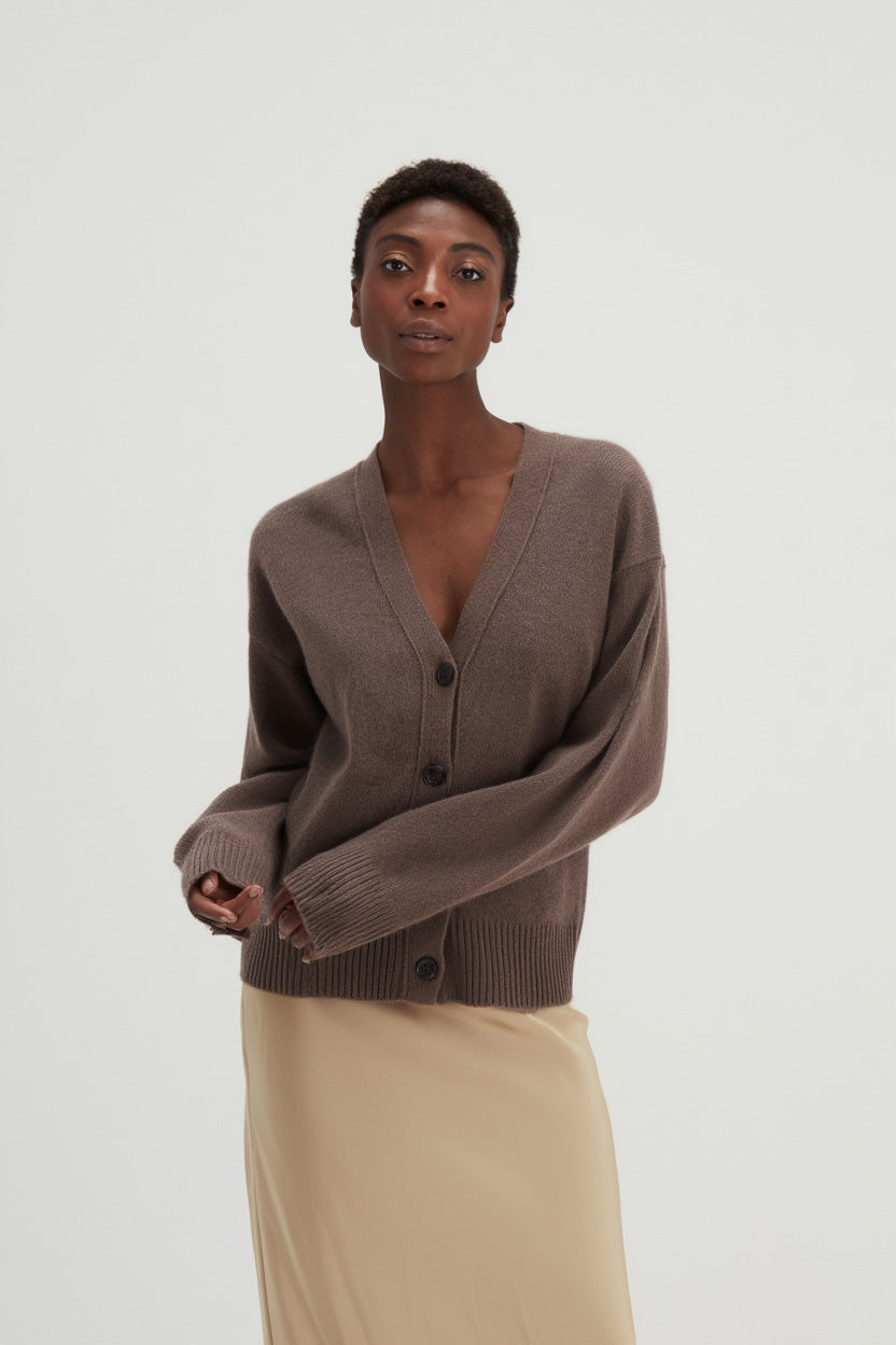 Davida V-neck Wide Cardigan Cardigans Cacao
