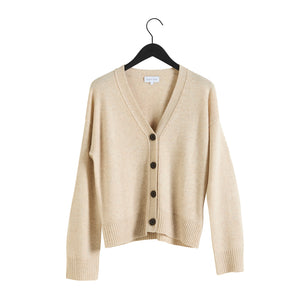 V-neck Wide Cardigan - Light Beige