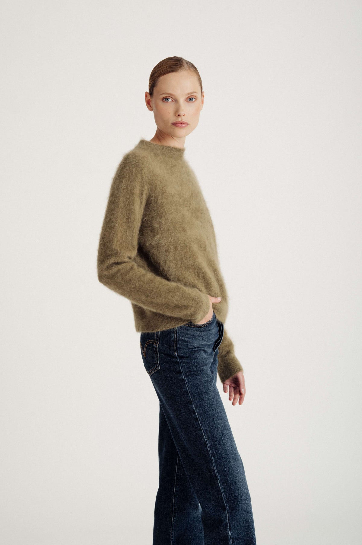Davida brushed funnelneck sweater Sweaters Forest Green