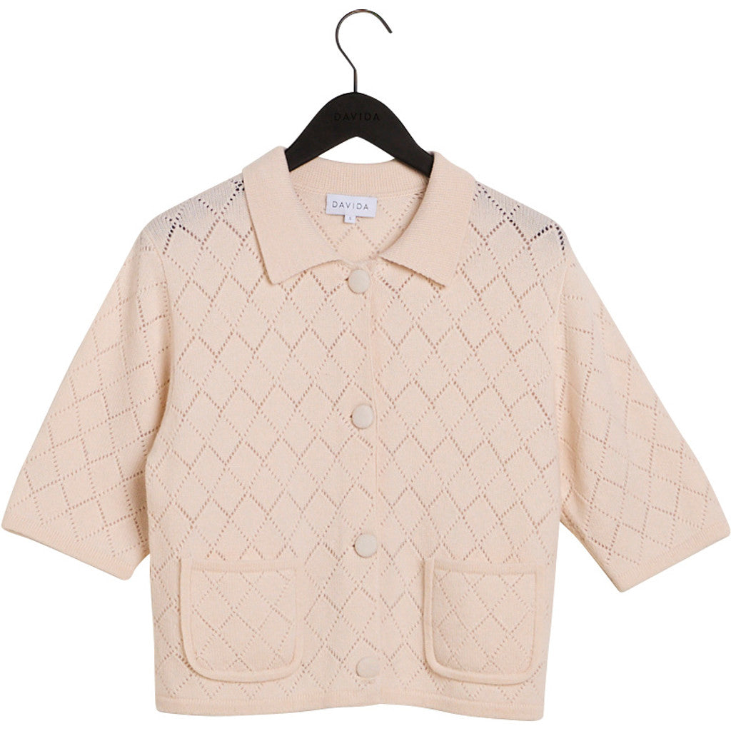 Davida collar short jacket square knit Cardigans Sand