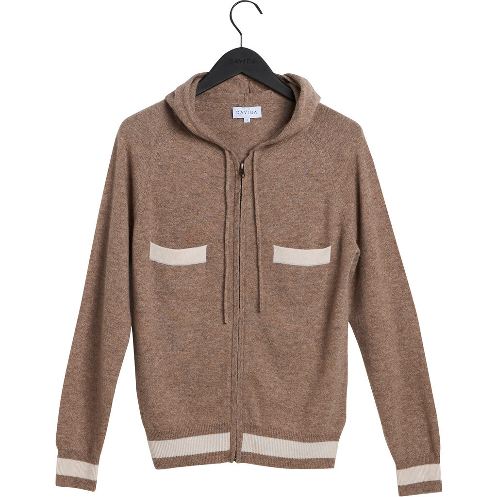 Davida contrast color hoodie Cardigans Mink/White