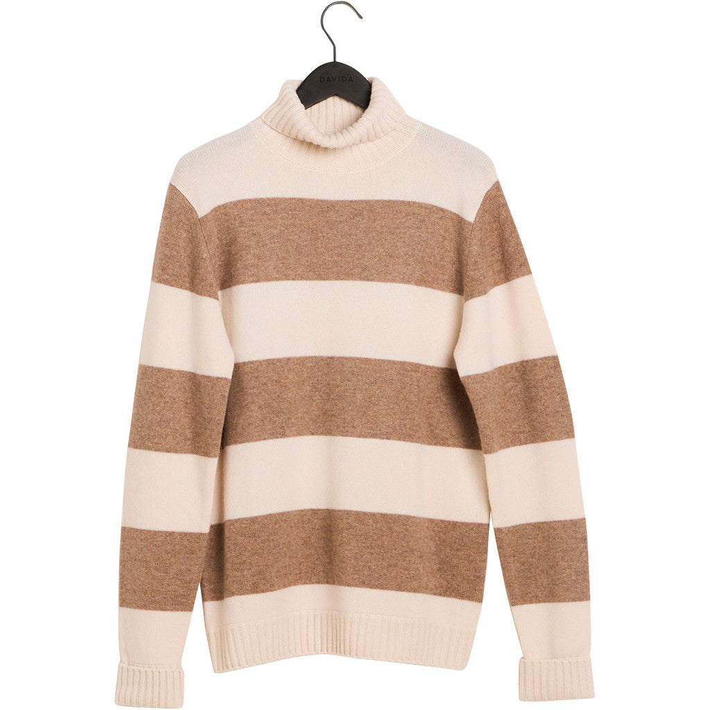 Davida man chunky roll neck striped Sweaters White/Mink