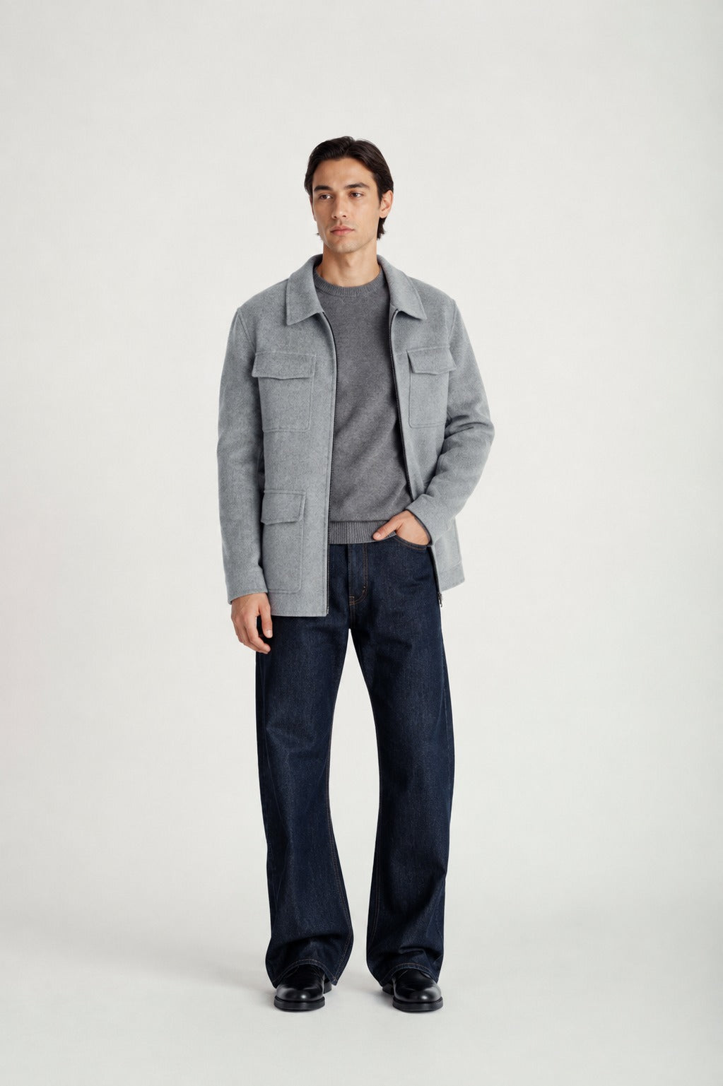 Davida man woven army jacket Outerwear Light Grey