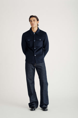 man woven overshirt jacket - Navy