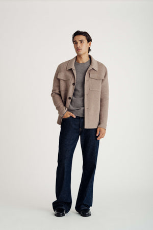 man woven overshirt jacket - Sand