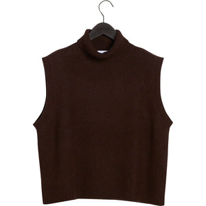 oversized turtleneck vest - Dark Chocolate