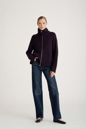pocket zip jacket - Plum