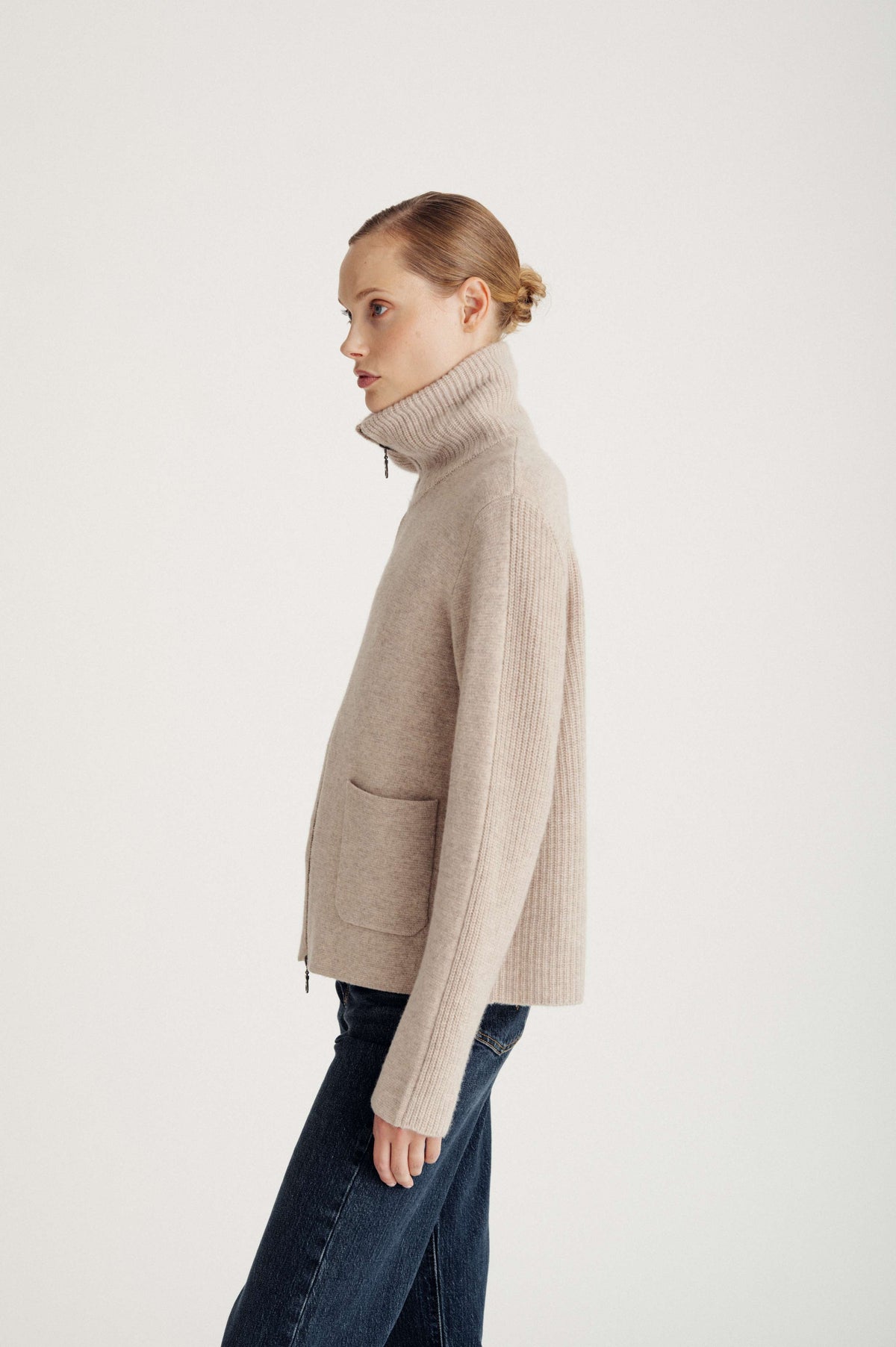 Davida pocket zip jacket Cardigans Sand