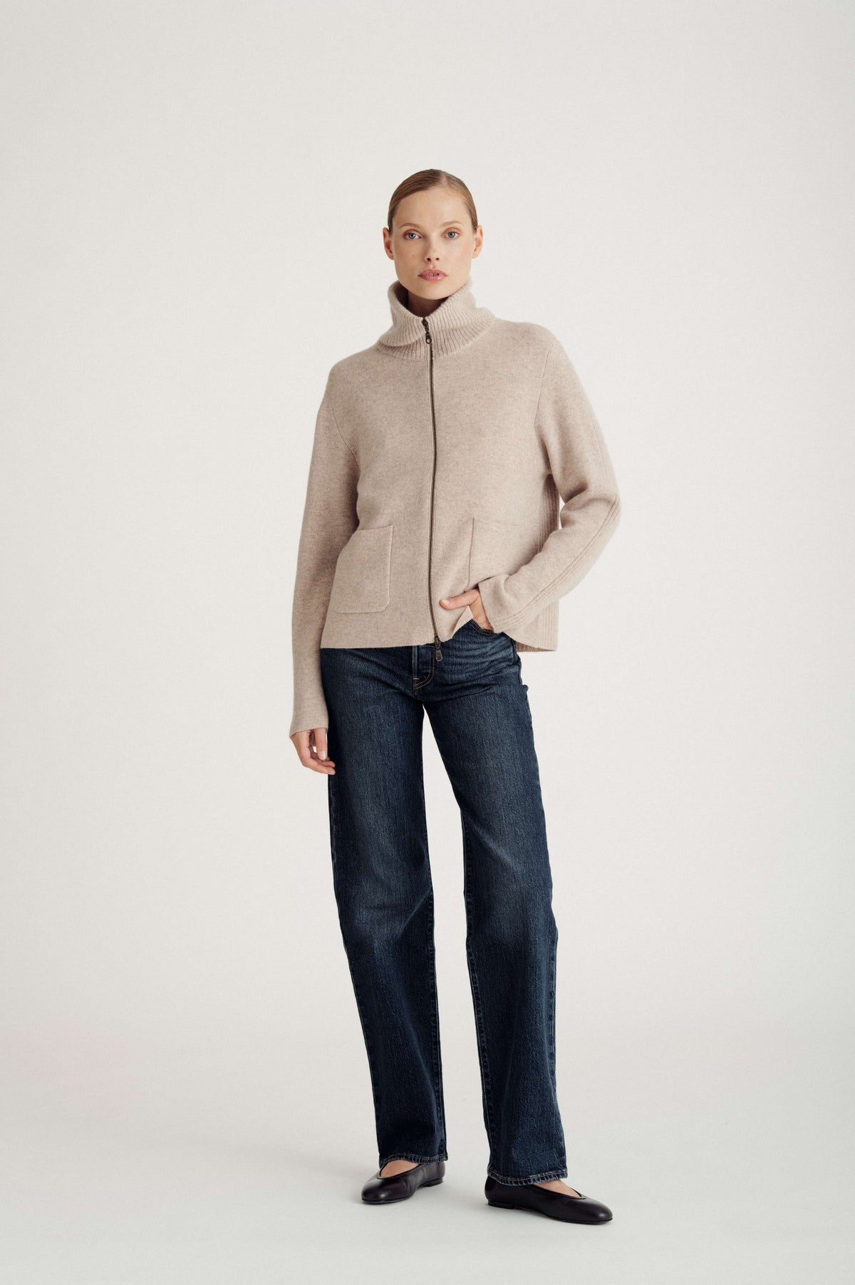 Davida pocket zip jacket Cardigans Sand