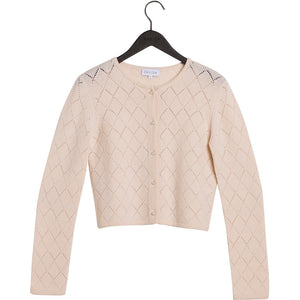square knitted classic cardigan - Sand