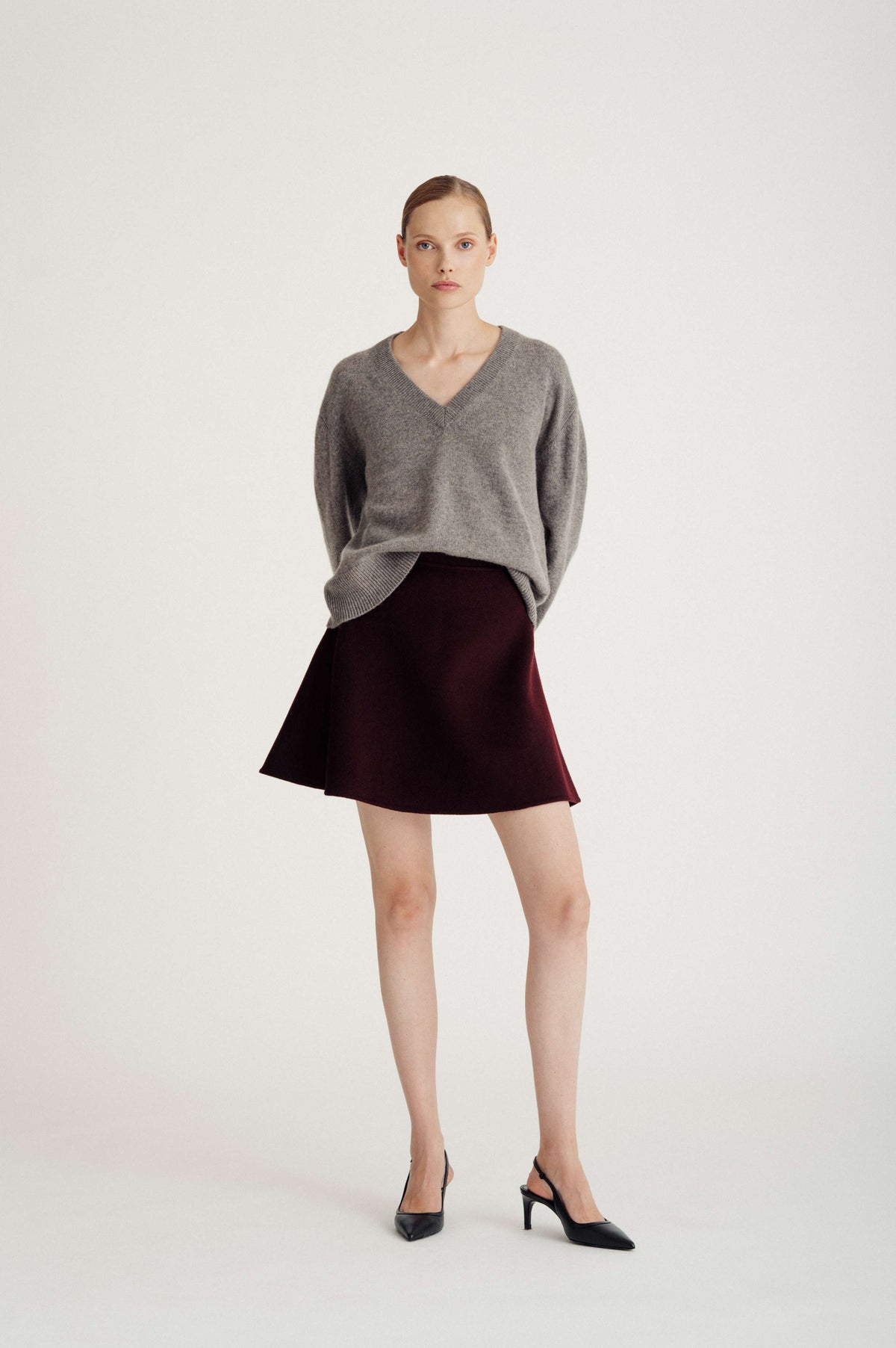 Davida woven wide mini skirt Skirts Dark Plum